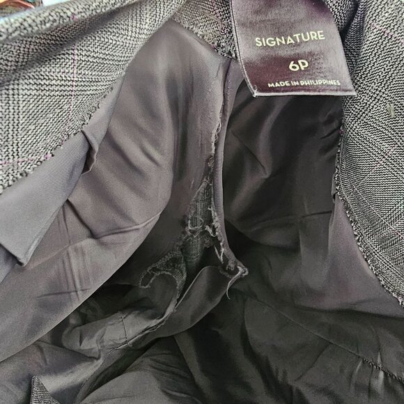Ann Taylor Signature Plaid Blazer Jacket Pant 2pc Suit Set Gray Women's S/M - Picture 5 of 16